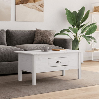 Berkfield Coffee Table Bodo White 100X55X45 Cm Solid Wood Pine - image 1