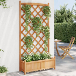 Walplus Planter With Trellis Brown Solid Wood Fir - thumbnail 1
