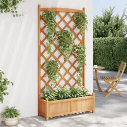 Walplus Planter With Trellis Brown Solid Wood Fir - thumbnail 3