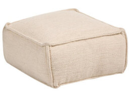 Wyld And Coco Beige Cotton Pouffe - Refillable Eps Bead Square Footstool 50X50X30 Cm - thumbnail 1