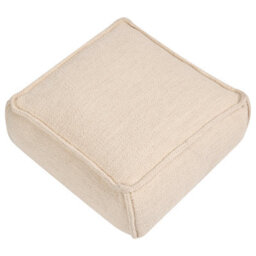 Wyld And Coco Beige Cotton Pouffe - Refillable Eps Bead Square Footstool 50X50X30 Cm - thumbnail 4