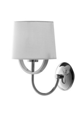 Luminosa Lighting Luminosa Astoria Wall Lamp With Shade, Chrome, White, E27