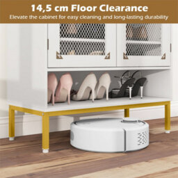 Wooden Modern Shoe Storage Organizer With Mesh Doors White - thumbnail 5