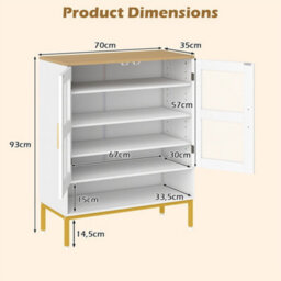 Wooden Modern Shoe Storage Organizer With Mesh Doors White - thumbnail 2