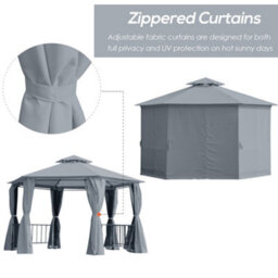 Outsunny 3 X 3(M) Gazebo Canopy 2 Tier Patio Shelter Steel For Garden Grey - thumbnail 7