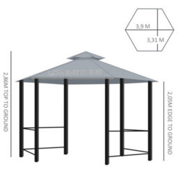 Outsunny 3 X 3(M) Gazebo Canopy 2 Tier Patio Shelter Steel For Garden Grey - thumbnail 3