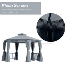 Outsunny 3 X 3(M) Gazebo Canopy 2 Tier Patio Shelter Steel For Garden Grey - thumbnail 6