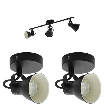 Adjustable Matt Black Ceiling Spot Light With Two Matching Wall Lamps For Modern Kitchens - image 1