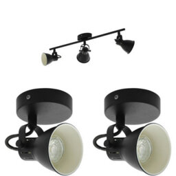 Adjustable Matt Black Ceiling Spot Light With Two Matching Wall Lamps For Modern Kitchens - thumbnail 1
