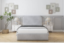 "Sloomy Belvoir Silver Naples Bed Frame With Mattress With 45"" Upholstered Headboard 6' Super King"
