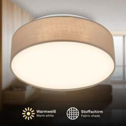 Briloner Mains-Powered Led Taupe Fabric Shade Ceiling Light (Dia)30Cm - thumbnail 2