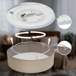 Briloner Mains-Powered Led Taupe Fabric Shade Ceiling Light (Dia)30Cm - thumbnail 8