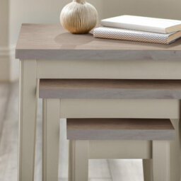 Furniturebox Uk Eden Whitewash & Light Grey 3X Wooden Nesting Tables - thumbnail 5