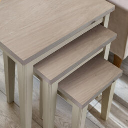 Furniturebox Uk Eden Whitewash & Light Grey 3X Wooden Nesting Tables - thumbnail 6