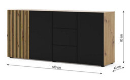 Arte Auris Sideboard Cabinet With Drawers W1800mm X H820mm X D420mm - thumbnail 3