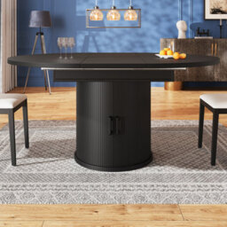 Btm Extendable Round Dining Table, 118To158Cm, Seats 6, Converts To Oval, Walnut Or Black Table For Dining Room - thumbnail 6