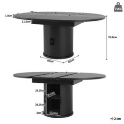 Btm Extendable Round Dining Table, 118To158Cm, Seats 6, Converts To Oval, Walnut Or Black Table For Dining Room - thumbnail 7