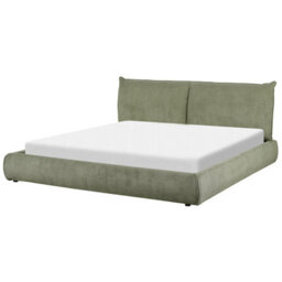 Beliani Bed Corduroy Vinay 180 X 200 Cm (Eu Super King) Olive Green - thumbnail 4