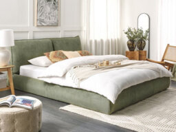 Beliani Bed Corduroy Vinay 180 X 200 Cm (Eu Super King) Olive Green - thumbnail 2