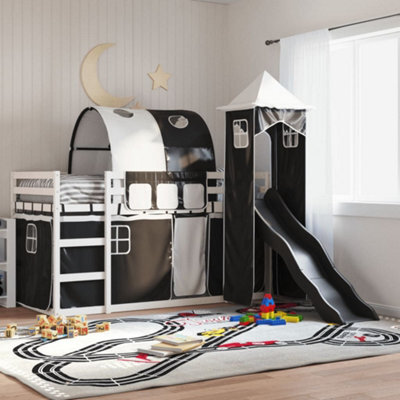 Berkfield Bunk Bed Without Mattress With Slide White And Black 90X190 Cm Single - image 1