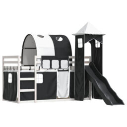 Berkfield Bunk Bed Without Mattress With Slide White And Black 90X190 Cm Single - thumbnail 3