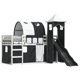 Berkfield Bunk Bed Without Mattress With Slide White And Black 90X190 Cm Single - thumbnail 4
