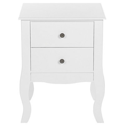 Beliani Bedside Table, White Mdf, 2 Drawers, Curved Cabriole Legs, Compact (W45 X D40 X H58Cm) - image 1
