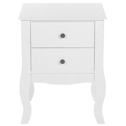 Beliani Bedside Table, White Mdf, 2 Drawers, Curved Cabriole Legs, Compact (W45 X D40 X H58Cm) - thumbnail 1