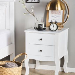 Beliani Bedside Table, White Mdf, 2 Drawers, Curved Cabriole Legs, Compact (W45 X D40 X H58Cm) - thumbnail 2