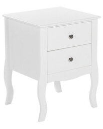 Beliani Bedside Table, White Mdf, 2 Drawers, Curved Cabriole Legs, Compact (W45 X D40 X H58Cm) - thumbnail 3