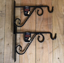 Samuel Alexander Pack Of 2  Heavy Duty Handcrafted Metal 35Cm Black Twisted Wall Bracket Hook For Hanging Basket Planter Bird Feeder - thumbnail 2