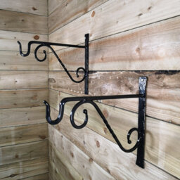 Samuel Alexander Pack Of 2  Heavy Duty Handcrafted Metal 35Cm Black Twisted Wall Bracket Hook For Hanging Basket Planter Bird Feeder - thumbnail 8