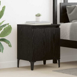 Berkfield Black Oak Nightstand Black Oak Engineered Wood 40 X 30 X 50 Cm