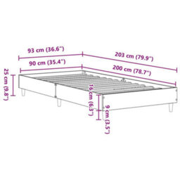 Berkfield Bed Frame 90X200 Cm Concrete Grey Engineered Wood - thumbnail 9