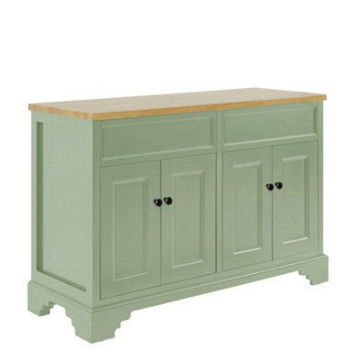 Homestylestore Pastel Green And Oak 1210mm Bathroom Vanity Unit And Round Black Handles - image 1