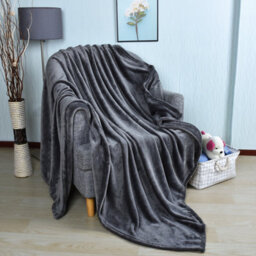 Ehc Luxury Super Soft Snugly Solid Flannel Fleece Throw Bed Blankets, Grey 150Cm X 200Cm - thumbnail 2