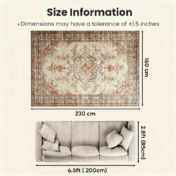 Bedlooms Timeless Cashmere Rug 160X230Cm, Vintage Floral Medallion, Anti-Slip, Stain Resistant, Bed & Dining Room Carpet - thumbnail 7