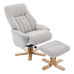 Morris Living The Paris Swivel Recliner Chair & Footstool In Lille Cloud Fabric - thumbnail 4