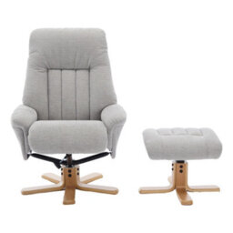 Morris Living The Paris Swivel Recliner Chair & Footstool In Lille Cloud Fabric - thumbnail 2