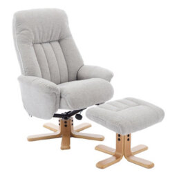Morris Living The Paris Swivel Recliner Chair & Footstool In Lille Cloud Fabric - thumbnail 1