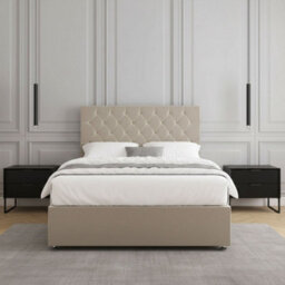 REGIONAL FURNISHINGS Cream Plush Velvet Divan Bed Set Upholstered With 24Inch Headboard & 2Drawers Sameside & Mattress In 3Ft 4Ft 4Ft6 5Ft 6Ft - thumbnail 3