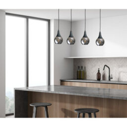 Luminosa Lighting Luminosa Lacrima Bar Pendant Ceiling Light Black Smoky Glass Shade 4X E27 - thumbnail 3