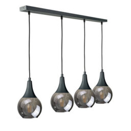 Luminosa Lighting Luminosa Lacrima Bar Pendant Ceiling Light Black Smoky Glass Shade 4X E27 - thumbnail 1