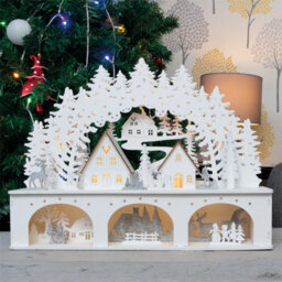 Netagon Christmas Battery Powered Wooden Light Up Festive Scene Ornament - thumbnail 1