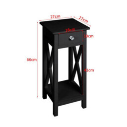 Living And Home Black Wooden One Drawer Bedside Table For Living Room 27Cm W X 27Cm D X 66Cm H - thumbnail 7