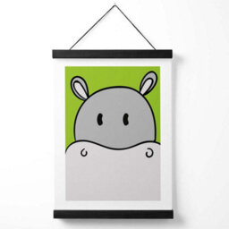 Artze Wall Art Cute Cartoon Style Hippo Face Art Print With Black Frame Size: A4 - thumbnail 1