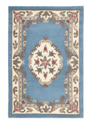 Blue Traditional Wool Rug, Floral Rug With 25mm Thickness, Blue Handmade Rug For Bedroom, & Living Room-67Cm X 210Cm (Runner)