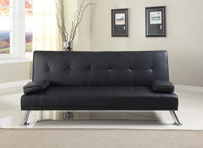 Comfy Living Faux Leather Naples Sofa Bed In Black - image 1