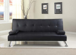 Comfy Living Faux Leather Naples Sofa Bed In Black - thumbnail 1