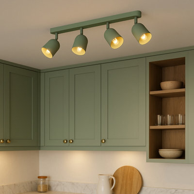 Eglo Tilston Steel Minimalist 4-Light Ceiling Spotlight, Green - image 1